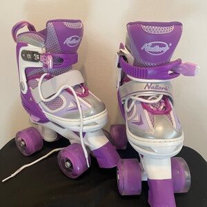 Kids Purple and Silver Roller Skates